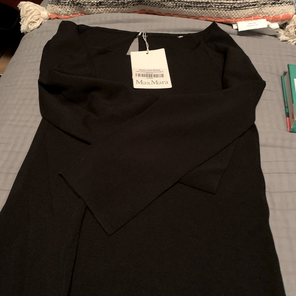 Max Mara Classic Black Sweater with keyhole back.